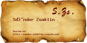 Sándor Zsaklin névjegykártya