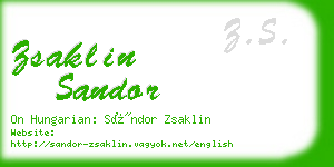 zsaklin sandor business card